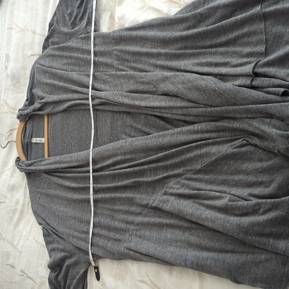 ~FLUXUS~ FUNKY GREY BIAS WRAP LAYERED OPEN FRONT CARDIGAN-XXL - Picture 9 of 9